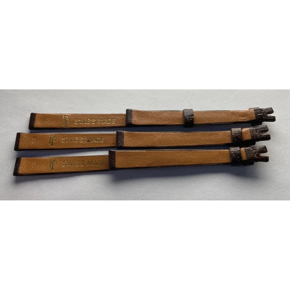 Three 8mm Leather Watch bands Made In Switzerland‎ No Buckles